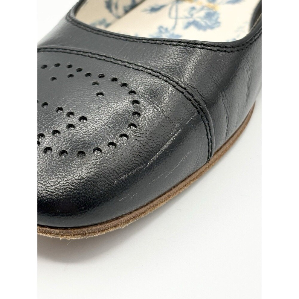 Gucci Black Leather Flats w/ Perforated GG Logo Accent Sz EU 38.5 - Picture 11 of 13